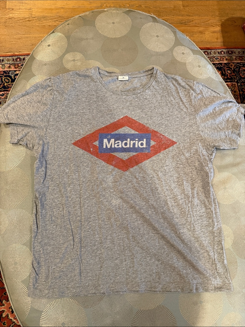 Madrid Graphic Tee - Gray with Red & Blue Logo